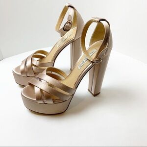 Neil J Rodgers Blush Satin Platform Sofia Sandals